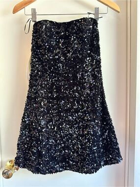 Lush Black Sequin Strapless Dress